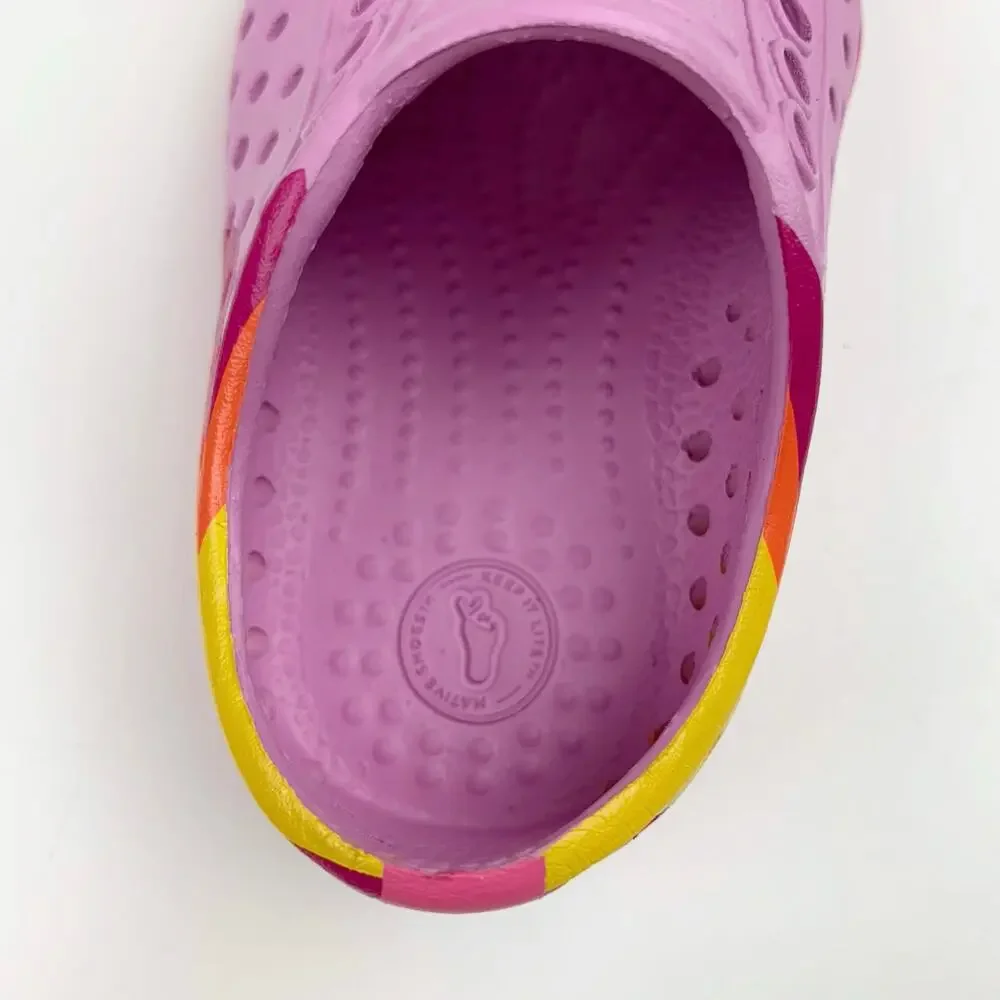 Native Jefferson Sugarlite Slip On Shoes Pink Abstract Sandals Kids Toddler C4